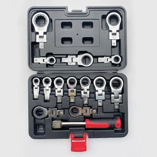 Set of 15 polygonal ratchet wrenches foldable new