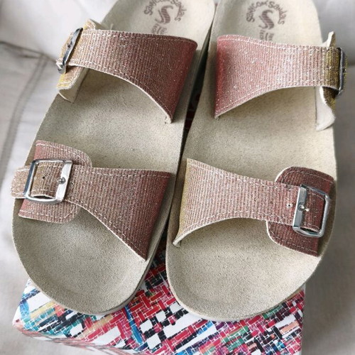 Italian leather slippers new, size 40, beige and gold