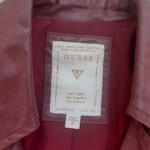 Guess jacket with coated fabric, cherry color