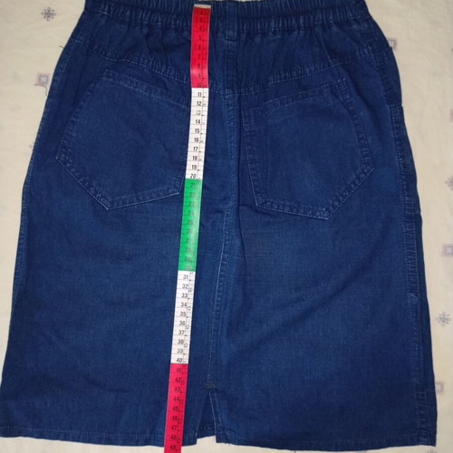 Denim midi skirt used, A-line, dark blue, size S