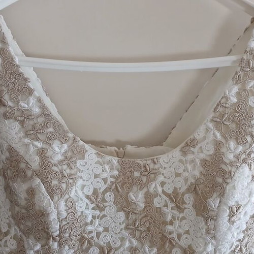 Mario Alessandro maxi dress with matching scarf, like new, beige and gold
