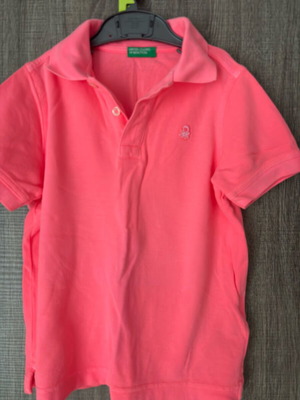Benetton Polo Shirt new, size S, pink, 6-7 years