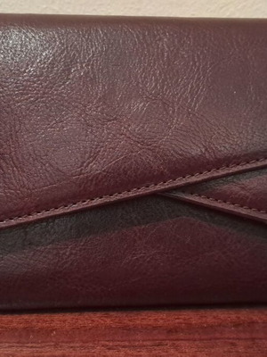 Leather women's wallet new, brown with many card slots