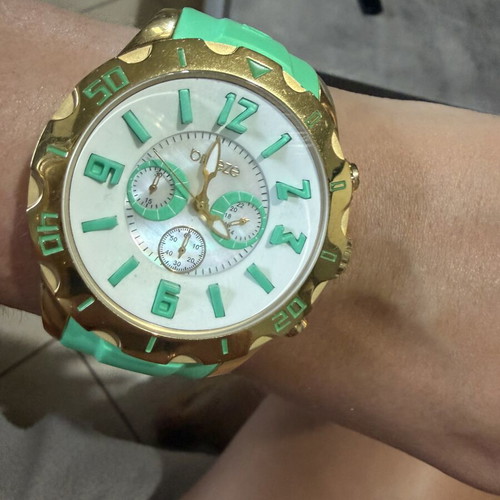 Breeze women's wristwatch, green and gold, waterproof