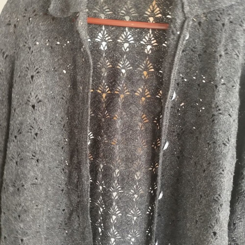 Vintage black knitted cardigan with silver thread and metal buttons size M like new