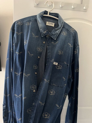 Jack & Jones Jean shirt XL with patterns, like new, beige and blue