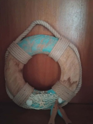 Decorative wooden lifebuoy like new, 24 cm diameter