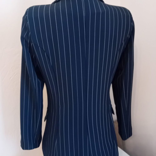 Women's blue pinstripe blazer, slim fit
