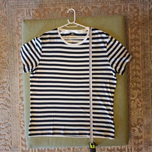 H&M T-Shirt XL white with navy stripes like new, organic cotton blend