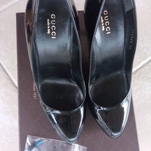 Gucci patent leather pumps used, black, size 36