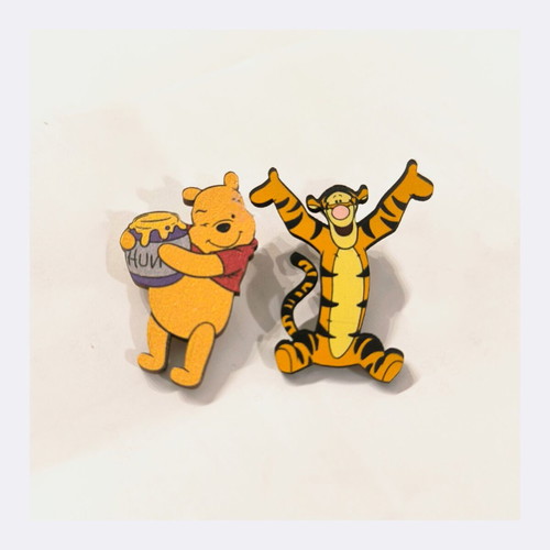 Winnie The Pooh & Tiger wooden handmade earrings new