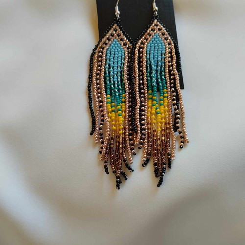 Handmade beaded tassel earrings with colorful beads new