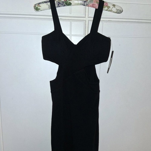 Black dress new, short with wide straps and side cutouts