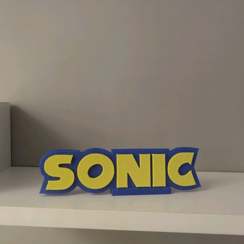 3D printed Sonic display like new, blue and yellow