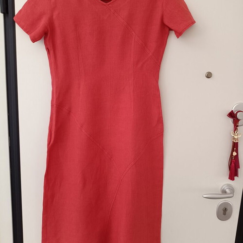 Shalar women's linen dress coral red like new