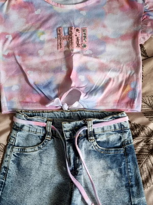 Evita denim shorts and top set for 2-year-old girl used