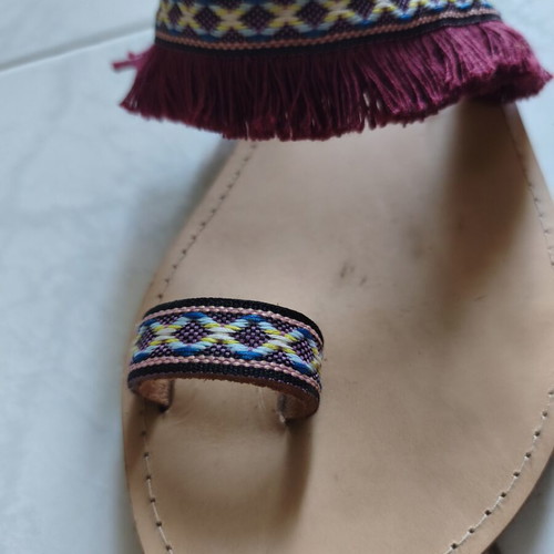 Handmade sandals slippers like new, size 37, multicolor purple