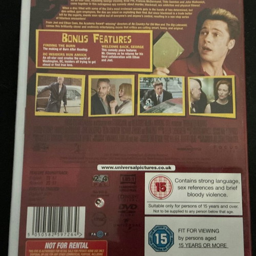 Burn After Reading DVD used, Coen brothers movie