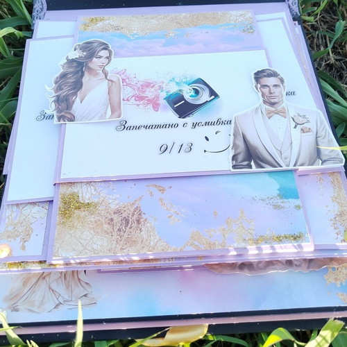 Handmade pop-up scrapbook album "Our Fairytale Wedding" new