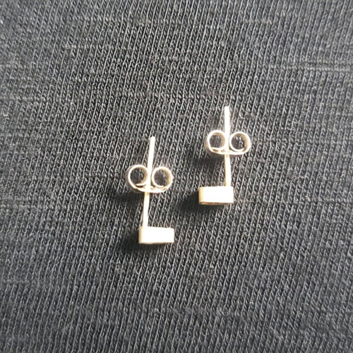 Minimal square studs earrings handmade from 925 silver