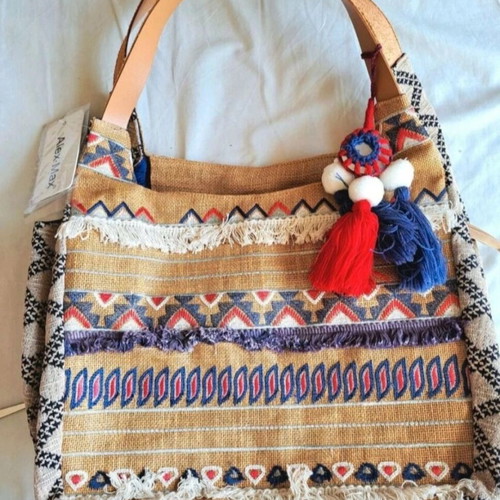 Alex Max Boho Shoulder Bag new, beige multicolor