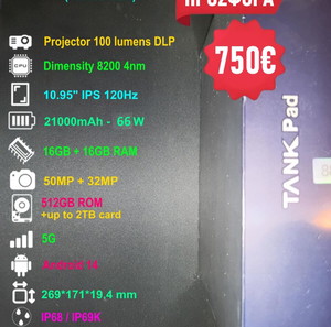 Unihertz 8849 Tank Pad (16GB/512GB) - Projector Tablet!