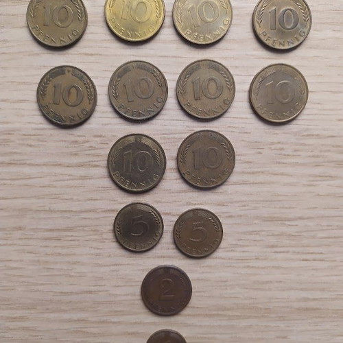 Монети Pfennig употребявани, комплект от 14, Германия 1949-1991