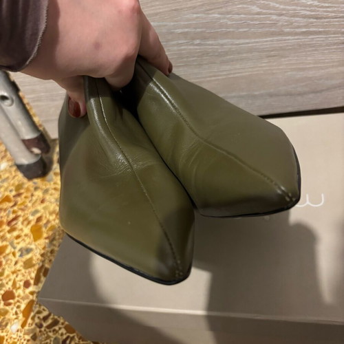 Mango leather ankle boots green, like new, size 38