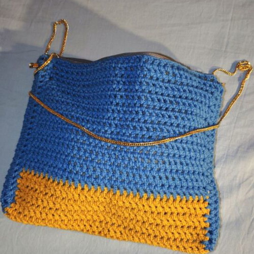 Handmade shoulder bag blue and yellow, new