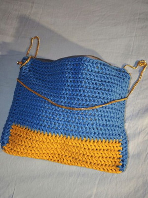 Handmade shoulder bag blue and yellow, new
