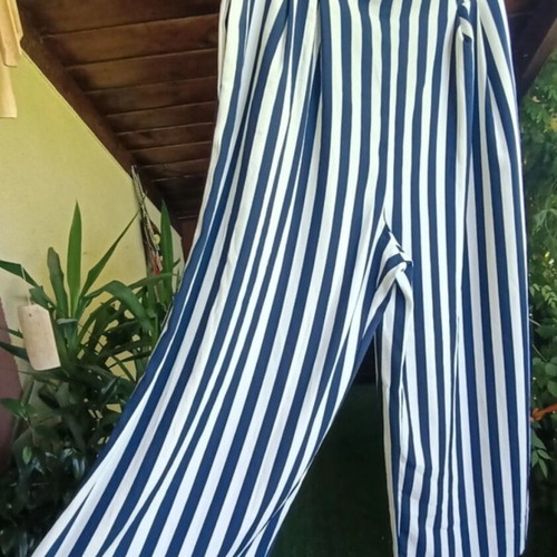 Zara wide-leg pants like new, white and blue, size XXL