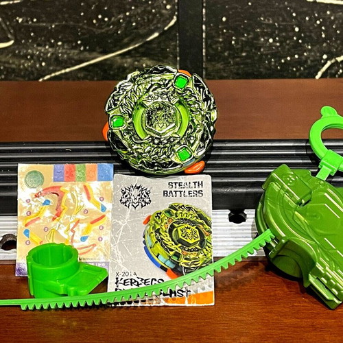 Beyblade XTS Stealth Battler X-201 Kerbecs Blade Blast used with launcher and card