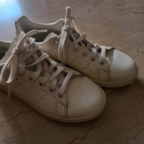 Adidas Stan Smith athletic shoes used, leather, size 37.5, white and gray