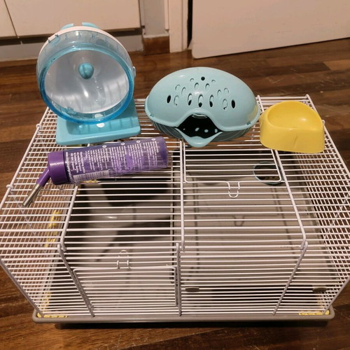 Hamster cage new with double level and accessories