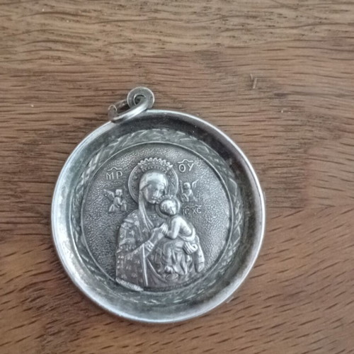 Vintage 925 Silver Pendant Panagia Amolyntos (Vrefokratousa)