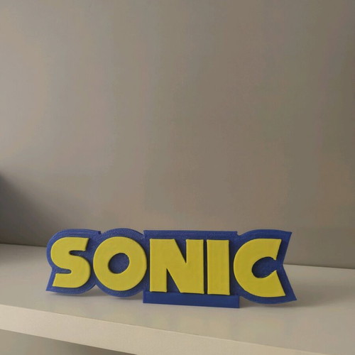 3D printed Sonic display like new, blue and yellow