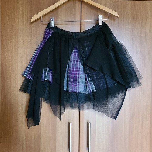 Petticoat tartan skirt used, goth punk handmade details