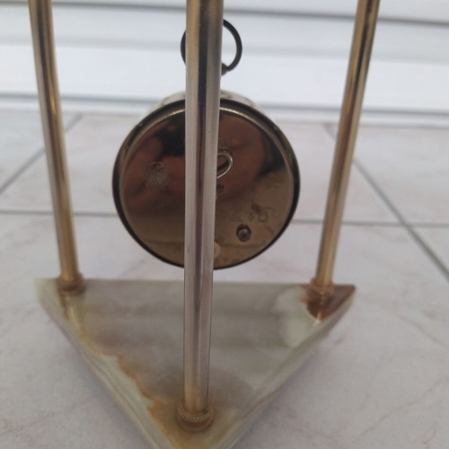 Vintage Europa analog table clock like new, onyx and brass