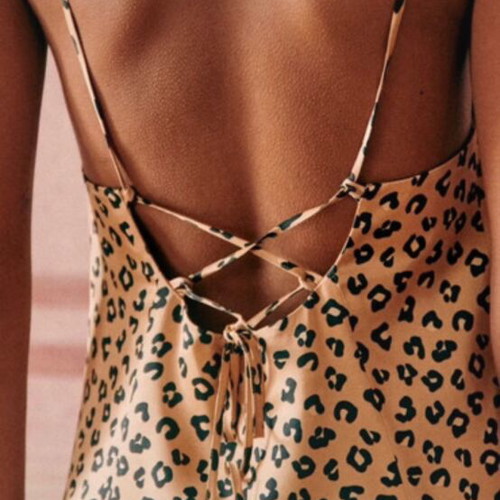 Sezane backless leopard dress, viscose