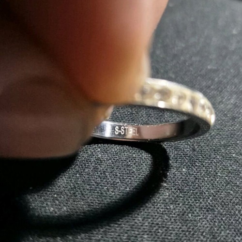 Eternity ring stainless steel with zirconia like new, size 19
