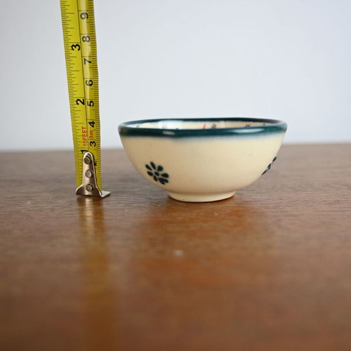 Handmade ceramic bowl with painted flowers Iznik style used