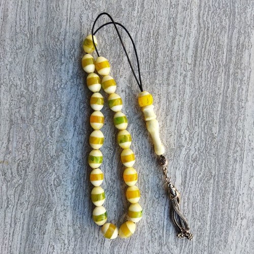 Komboloi made of camel bone with resin inlays used