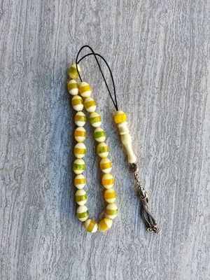 Komboloi made of camel bone with resin inlays used