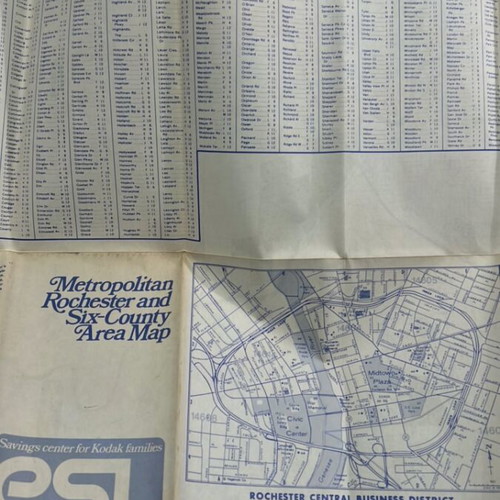 Rochester NY Road Map used, 1980s Americana with Kodak