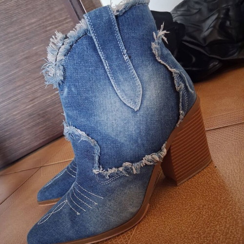 Blue ankle boots like new, size 40