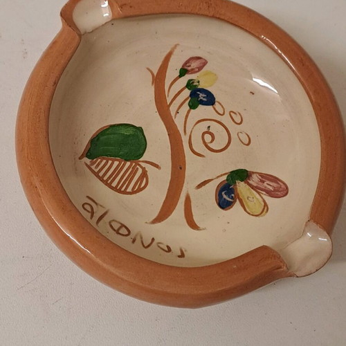 Painted clay ashtray like new from Sifnos