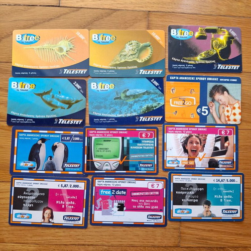 Mobile phone cards used, pack of 93, Tim-Telestet-Wind-Cosmote-Q-Telecom-Vodafone
