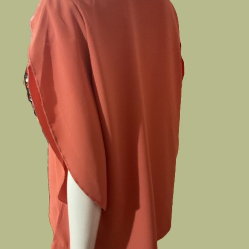 Women's blouse XL, coral color, airy fabric, unique cut