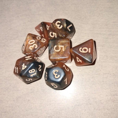 Butterfly Nebula D&D dice set with dice bag