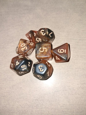 Butterfly Nebula D&D dice set with dice bag